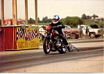 82 Suzuki GS 1100  I'll never forget this run. It was the first time the bike ran into the 8's and over 150 mph, neither of which it was supposed to...