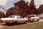 Flat towing 1975 - the pickup had a 455 Olds and would smoke the tires w/ the car in tow.