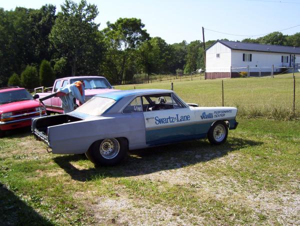 1966 Chevy II bracket car.
Finally sees the light of day again. Now has the disc brakes added to all 4 wheels. Good to see it back on the ground again.