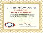 NHRA Record certificate 1
