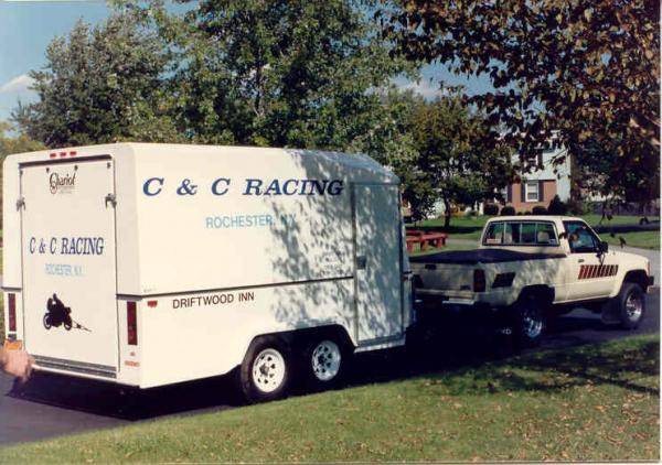 85 Toyota SR5 & 87 Chariot Trailer  The time for a fully enclosed trailer finally came. This was a special order, and was great. Room for three bikes, tools and the rest of the support stuff.