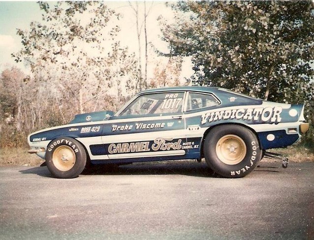 Maverick Pro Stock 1077...formally Al Joniec's very early Rice Holman Ford car...Boss 429...was outdated...when acquired !!!...did go point A to B..."won" Best Appearing Award...