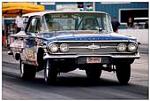 Cap't Jack McCarthy's U/SA 1960 Chevy Kingswood wagon.  283 cid, 220 hp.  Current (2010) U/SA National Record holder.  I drove this car a few times...