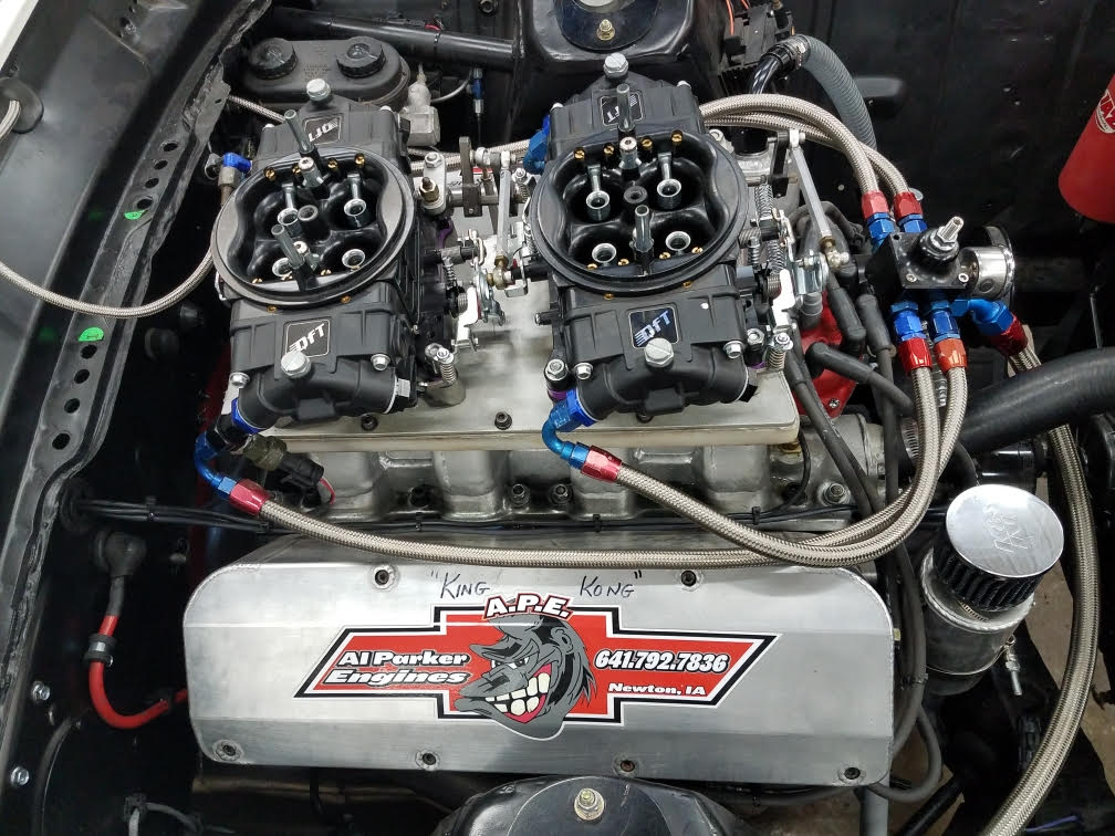 Maverick Engine Top View. 311 inch Boss 302 by Al Parker at Parker Performance, Newton, Iowa. 830 hp in this configuration